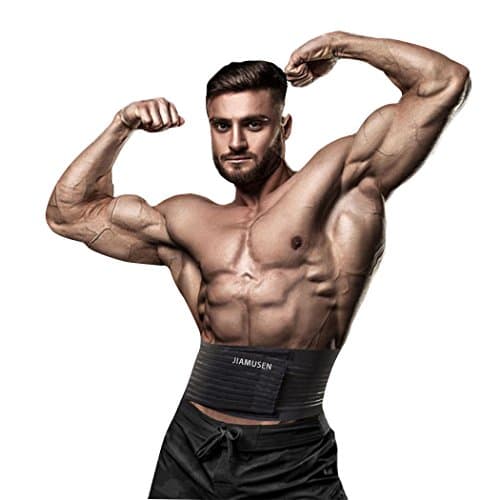 JIAMUSEN Waist Trainer &amp; Trimmer Belt For Men &amp; Women Support Belt with Double Banded Strong Compression Pull Straps Sports Waist Dehumidification and Breathable Pressure Belt(M)