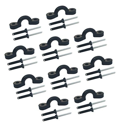 10 Pcs Kayak Nylon Pad Eye with 20 Pcs 3/16" Tri-Grip Rivets for Kayak, Canoe, Boat and Bungee Deck Loops Tie Down