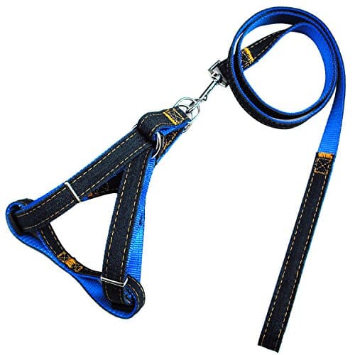 Hip Pet Dog Leash Harness Adjustable and Heavy Duty Denim Dog Leash Collar for Training Walking Running Harness for Large/Medium/Small Dog L