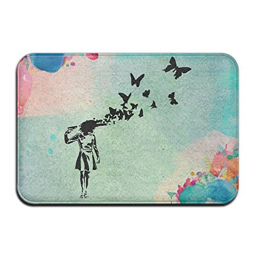 Fashion Art Prints Shoting Girl Butterflies Doormat Welcome Mat