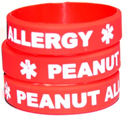 Peanut Allergy Medical Alert 3-Pack Toddler Size Bracelets (6 inch) (red, red, red)