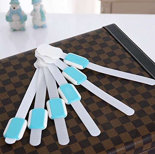 LuvBaby Safety Locks - Child Proof Cabinets, Drawers, Appliances, Toilet Seat, Fridge, Doors - No Tools or Drilling - From Non-toxic Lasting Plastic - Uses 3m Adhesive (6pcs, Blue&amp;white)