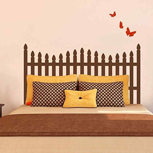 Picket Fence style Headboard Wall Decal with Butterfly for Twin Full Queen King Bed Vinyl Wall Decal Sticker(Custom, Full)