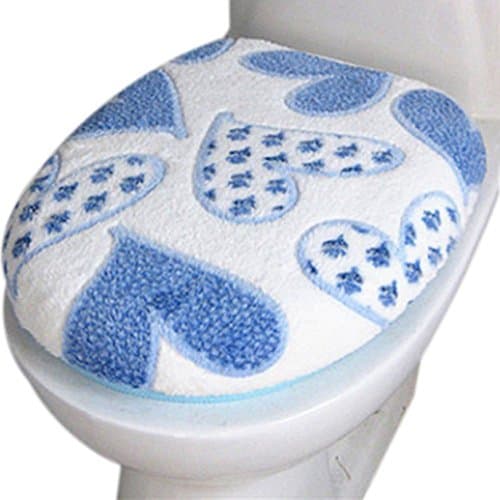 Soft Toilet Lid &amp; Seat Covers Warmer Pads Set Toilet Seat Cover Set Bathroom Set (blue)