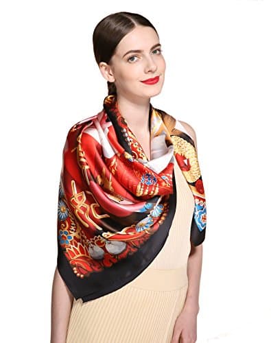 Jeelow 100% Luxurious Mulberry Silk Extra Large Square Scarf Shawl Wrap Scarfs For Women 16 Mommes 43in Evening Dresses