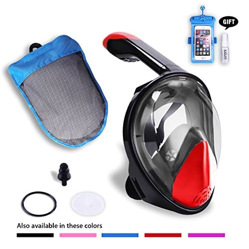 AOLAIS Third Gerneration 180°View Panoramic Full face Snorkel Mask for Adults and Kids,Anti-Fog Anti-Leak Design Easy Breathe Snorkeling Mask Set