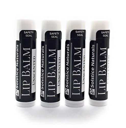 Natural Unscented and Unflavored Lip Balm - Therapeutic and Moisturizing for Dry and Chapped Lips - Made with Beeswax Cocoa Butter Shea Butter Aloe Vera - Great for Women Men & Kids (Pack of 4)