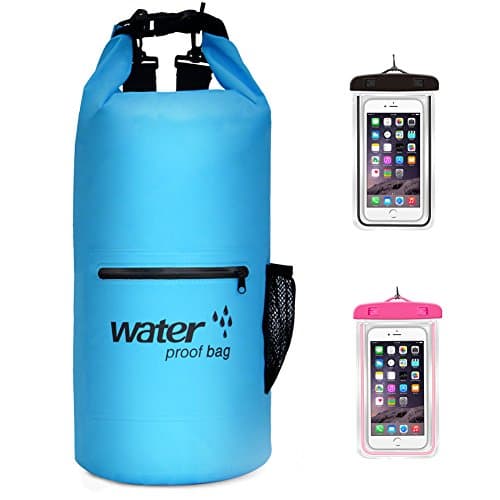 Waterproof Dry Bag Backpack for Kayaking with Extra Zipper Bags Floating Duffle Dry Gear Compression Sacks Adjustable Shoulder Straps for Boating Canoeing Rafting Hiking Camping 3 Pack (10L Blue)