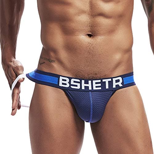 Men's Sexy Briefs Lycra Mesh Bulge Low Rise Jock Straps Print Thong Shorts Underpants