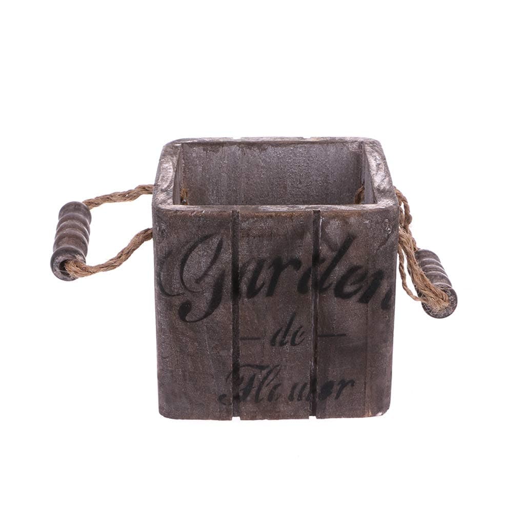 JunYe Wooden Rustic Flower Pot Basket Fleshy Succulent Planter Garden Home Decoration - Coffee