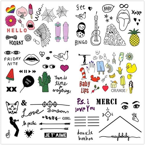 Taiyu Cute Temporary Tattoos -100+ Fashion Designs in Big Size, Pack of 6 Sheets 150*100 mm (Type 1)