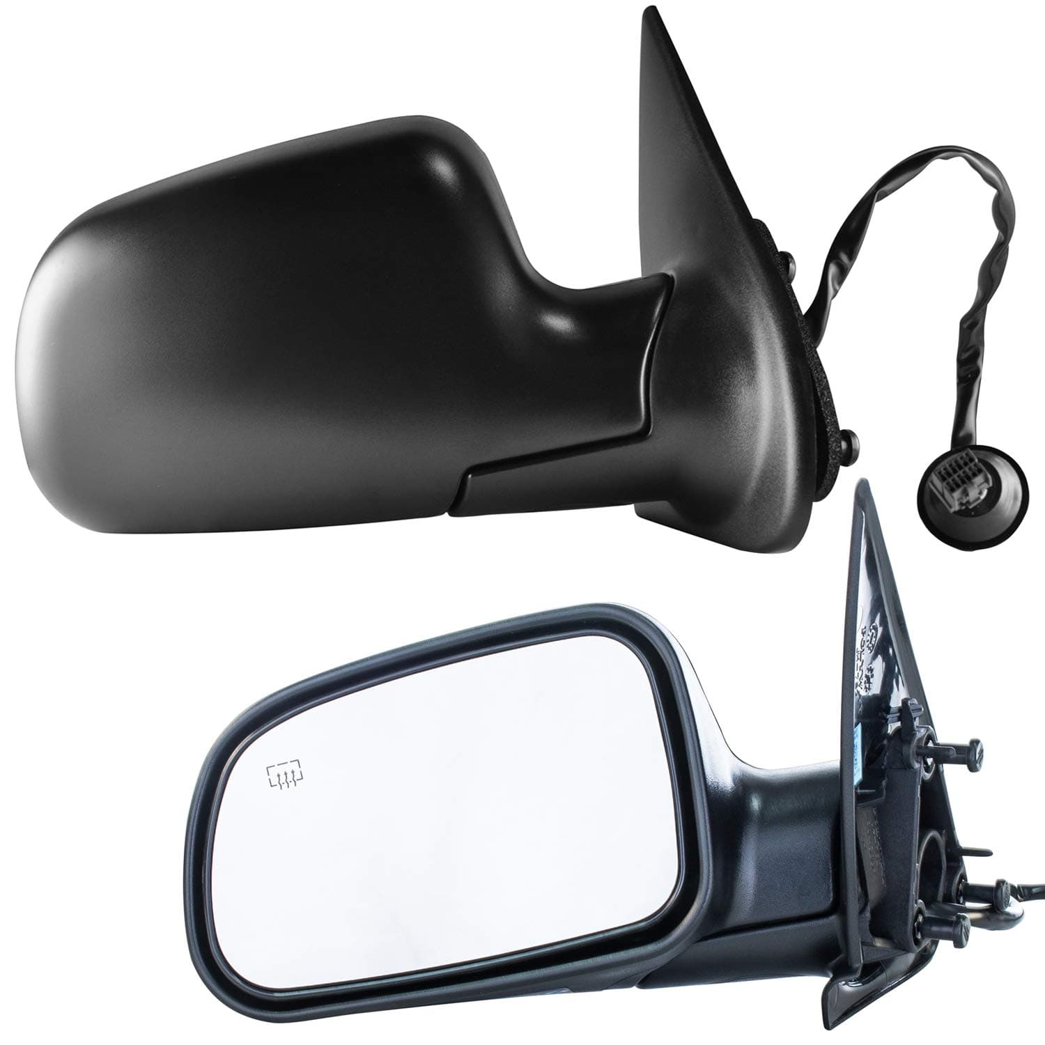 Driver and Passenger Textured Heated Side View Mirrors for 1999-2004 Jeep Grand Cherokee