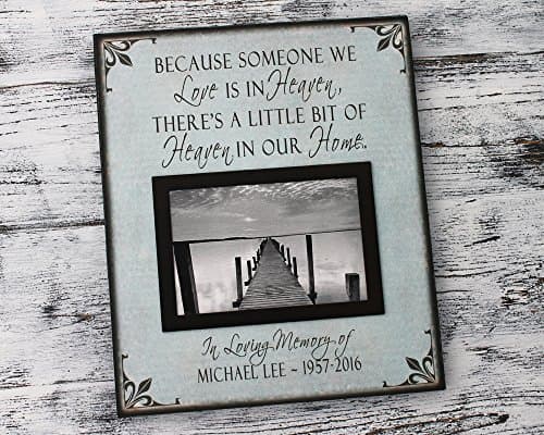 Because someone we love is in heaven personalized bereavement gift, canvas picture frame, memorial picture frame, in memory of a loved one