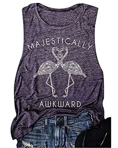 Maconsttt Women Funny T-Shirt Tops Tank Cami Top Graphic Tee Blouse (purple 1L)