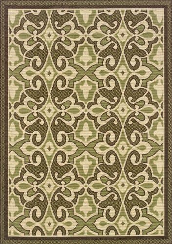 Granville Rugs Monterey Indoor/Outdoor Area Rug, Green/Cream/Brown, 6' 7 x 9' 6""