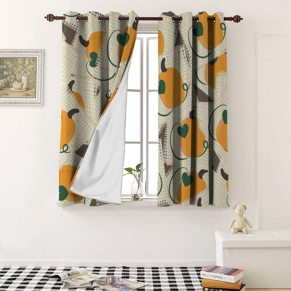 Linhomedecor Curtain for Kids Room Grommets Pattern Darkening Curtains Room Darkening Curtains reducing Noise Darkening Curtains Curtains/Panels/Drapes (1 Pair, 52" Width Each Panel)