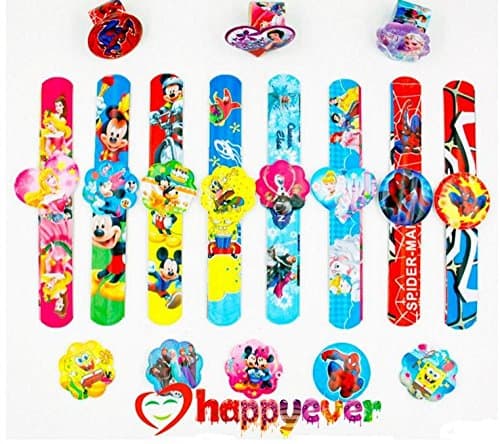 2016NEW 12 PCS Assorted Cartoon Slap Bracelets Kids Party Favors Supplies Boy Girl Treat Bag Reward Goodie Cartoon Characters