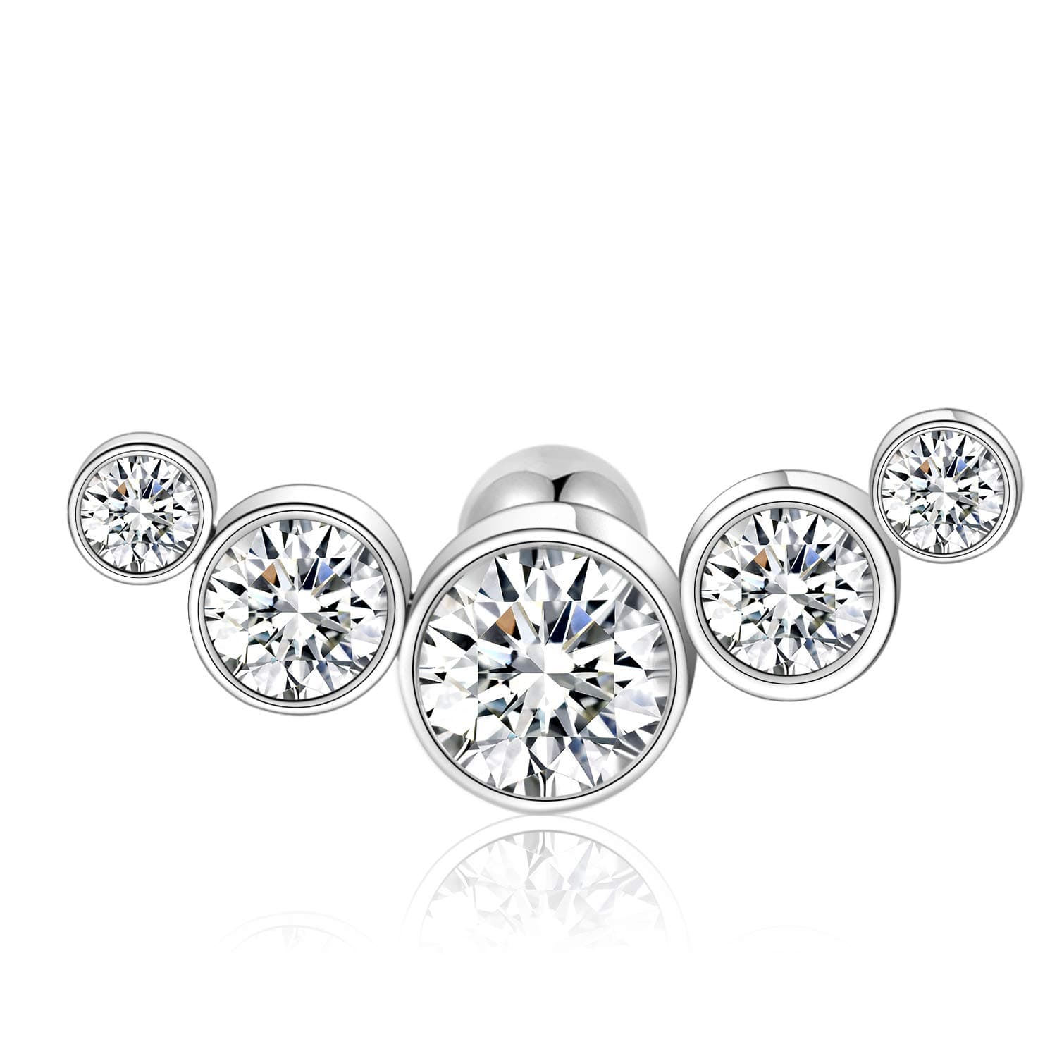 PEAKLINK 16G Five CZ Cartilage Tragus Earrings G23 Titanium Studs Earrings Women Girls Conch Helix Tragus Piercing