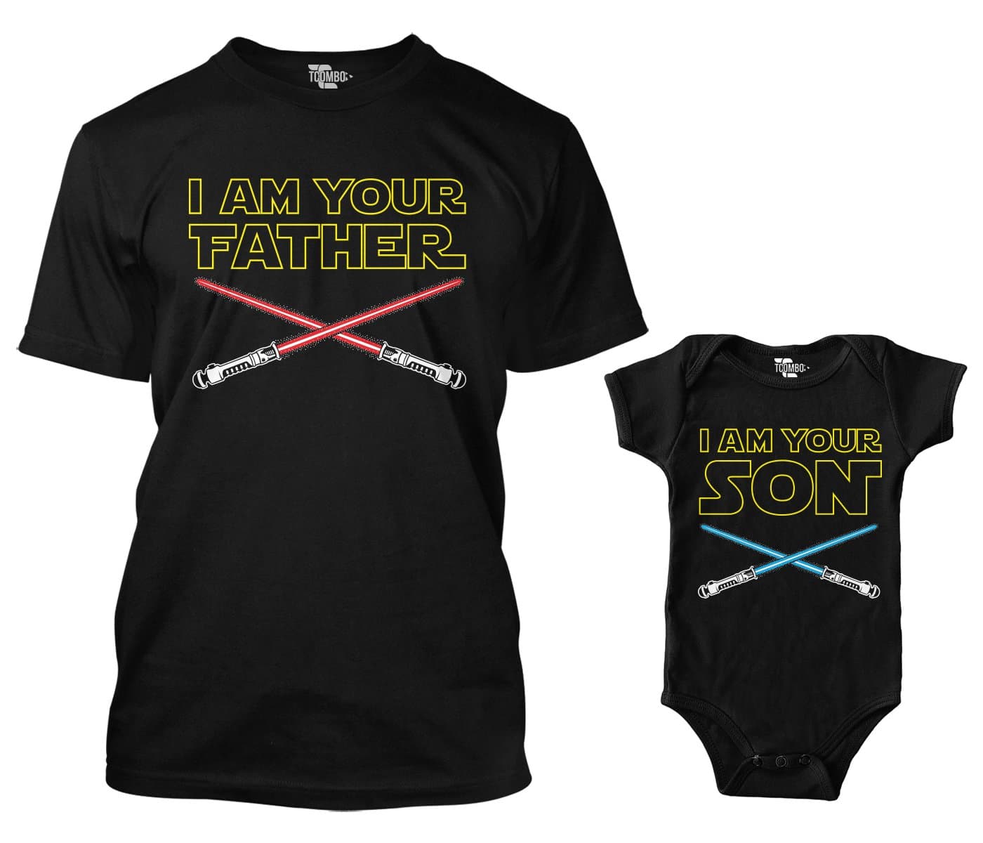 I Am Your Father/I Am Your Son Matching Bodysuit & Men's T-Shirt (Black/Black, Medium/6 Months)
