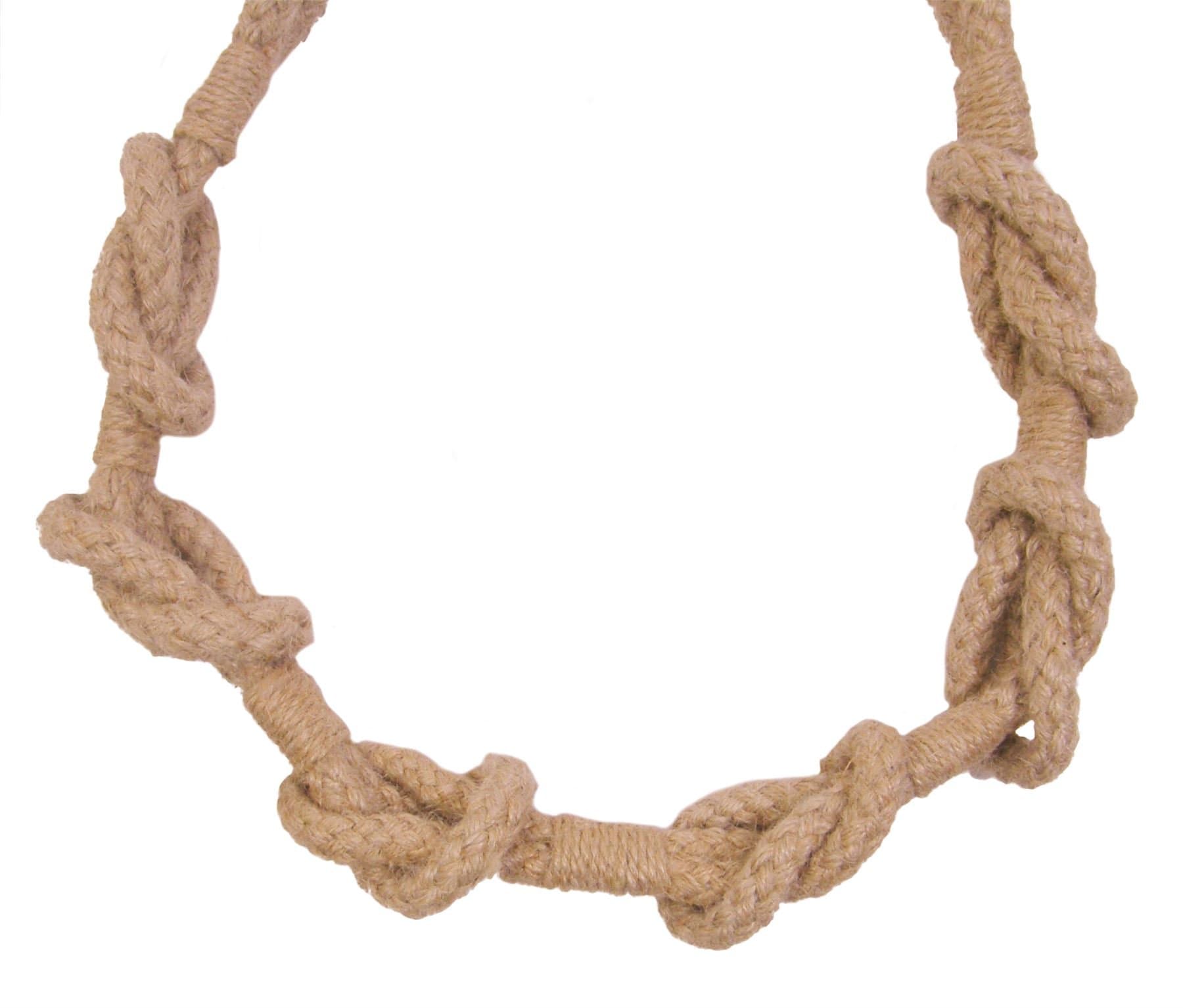 2 X CHAIN LINK REEF KNOT JUTE BEIGE CURTAIN DRAPE 90CM 35" TIEBACKS HOLD BACKS