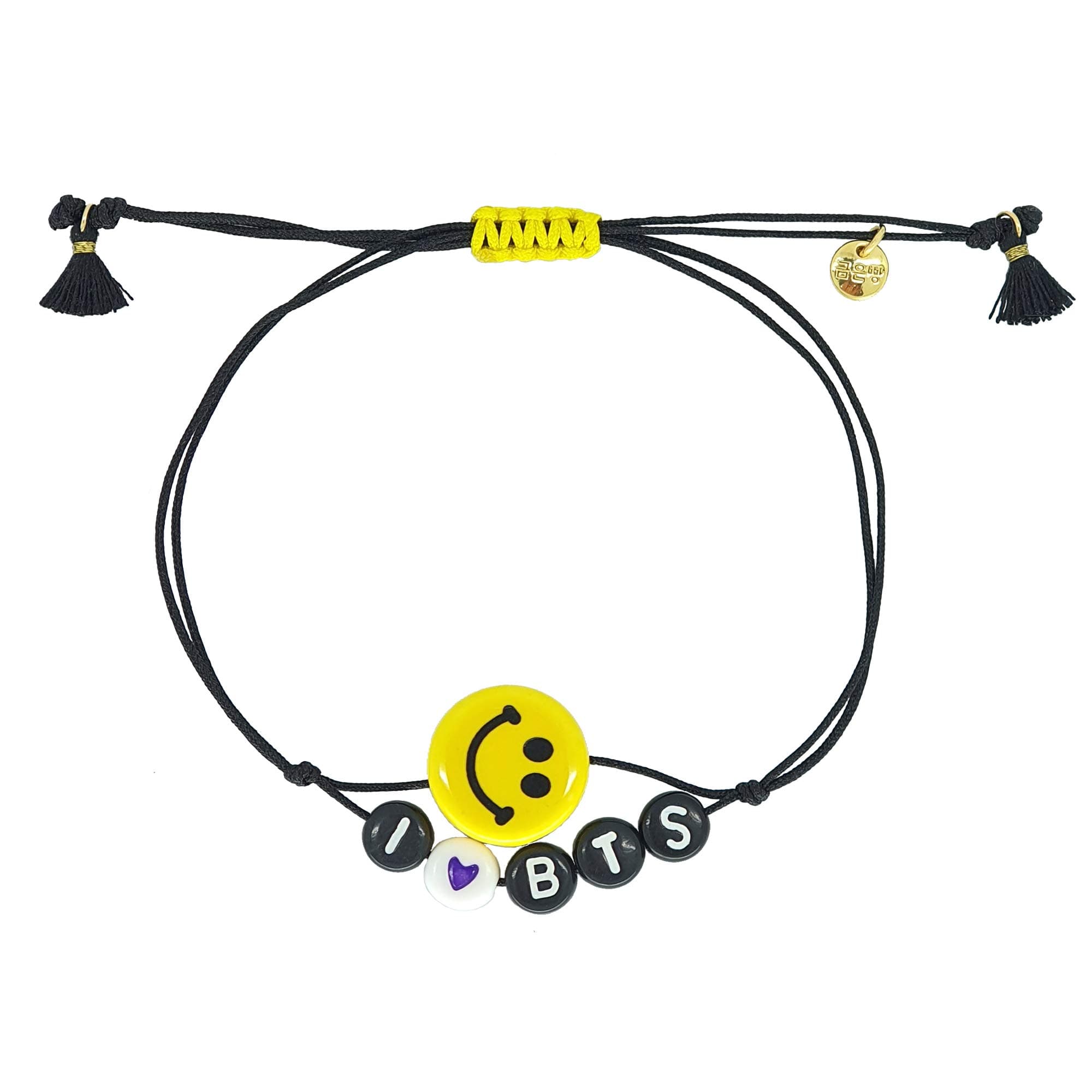 Geumeunbbang Yellow Ceramic Smile Bead with Positive Words Adjustable Size Handmade Bracelet