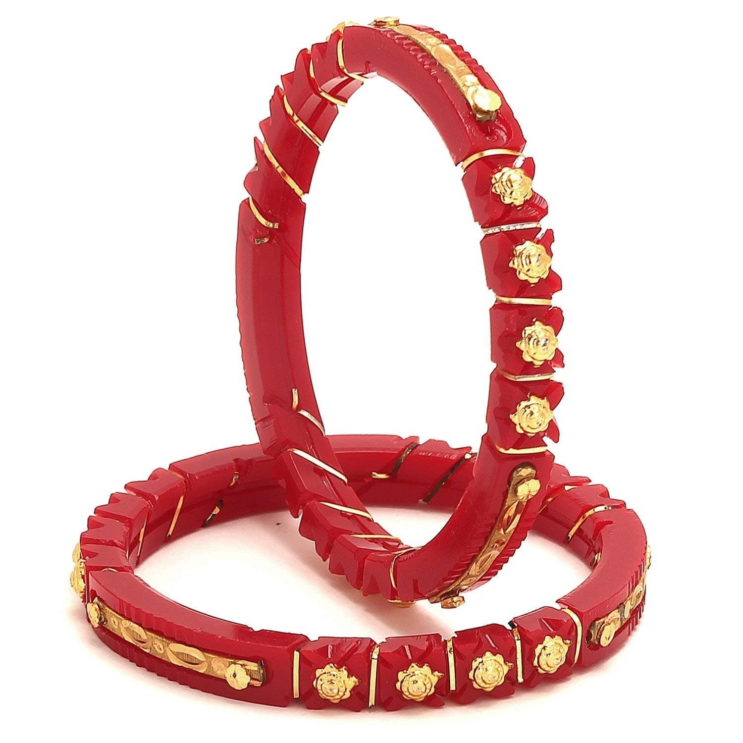 TANVI J Plastic Gold Plated Bangles Set for Women (Pack of 2 )