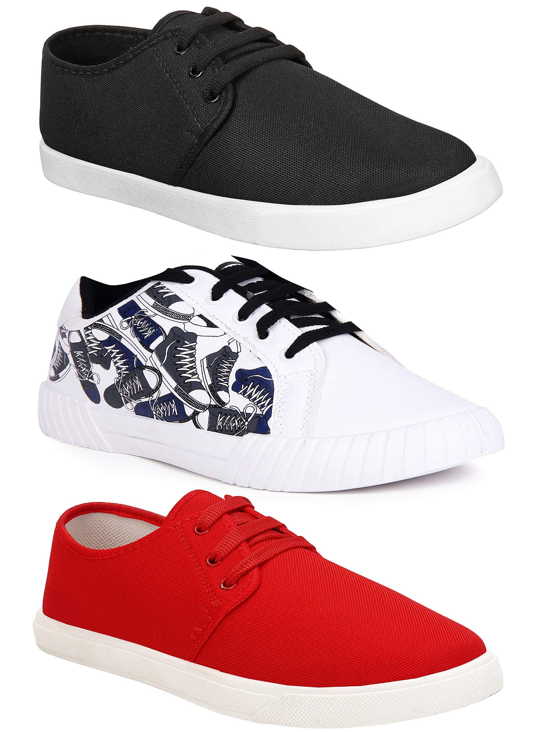 TYING Men's Multi-Coloured Canvas Casual Shoes/Loafers - Pack of 3 (Combo-(3)-1077-11055-349)