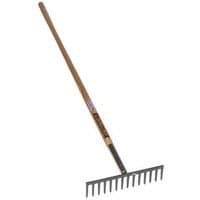 14 TINE FORGED STONE RAKE 66 HARDWOOD HANDLE