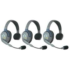 Eartec UL3S UltraLITE 3 Person Intercom System with 3 Single Headsets