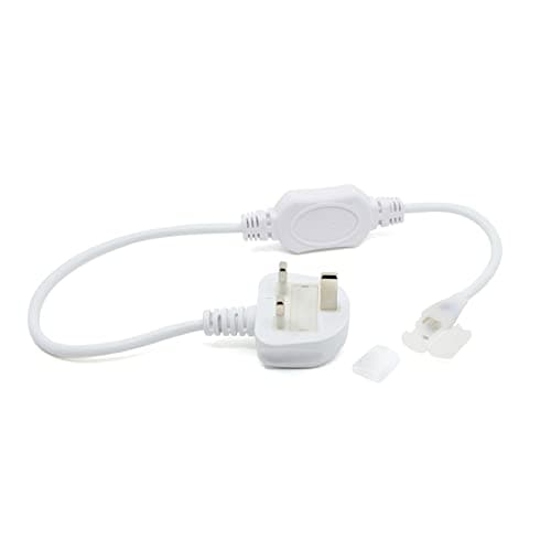 G.W.S® 40M Cool White 6000K AC 220V-240V Seamless LED COB Strip Light with Standard UK Plug, IP65 Waterproof, Cuttable Every 50CM