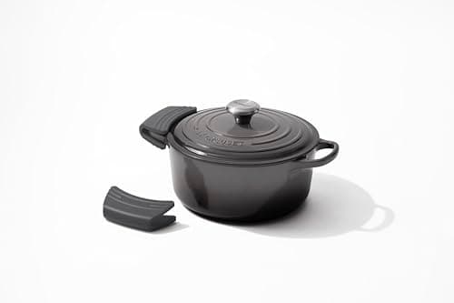 Set of 2 LE CREUSET Silicone Handle Grips, each 5" x 2 1/2", Oyster