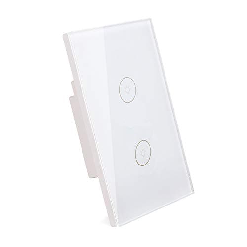 TIYOON Wifi Smart Light Switches Touch Panel Glass Remote Wall Switch, Compatible with Alexa, Google Assistant (2 Gang Light Switch)