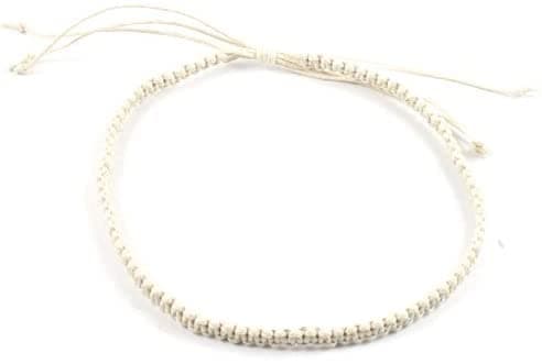 Mens Ivory Tribal Surfer Handmade Cotton Macrame Adjustable Anklet