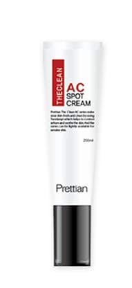 Prettian, The Clean AC Spot Cream - Intensive Care and Soothing with Natural Herb and Calamine for Acne Skin Sensitive Skin, Sebum Control Acne Treatments, No Mineral and Animal Oil - 1.1OZ