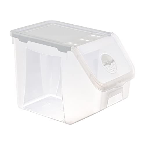 Kilerci Erzak Kabi Small Plastic Storage Basket Dry Food Container Large Storage Vegetable Plastic Cereal Pet Dog Cat Dispenser Storage Box Kitchen Cupboard Organizer 14Lt (White)