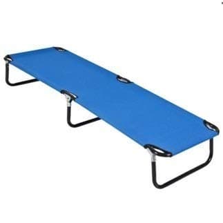 Tekonika Extra Long Folding Portable Metal Military Cot Sleeping Hiking and Camping Bed for Outdoor Travel (Blue)
