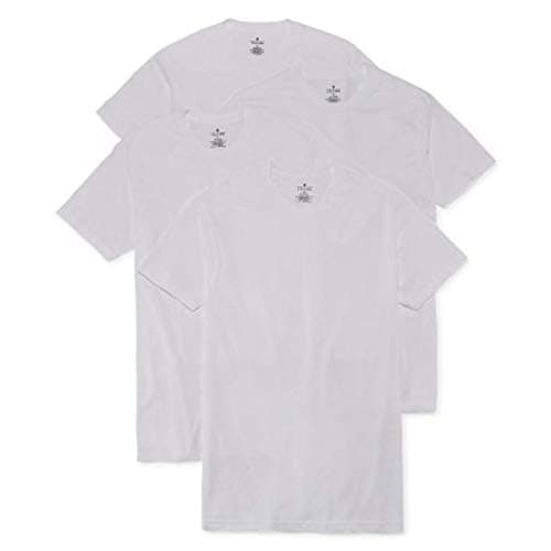 Stafford 4-Pk Men's Ultra Soft 100% Cotton Crew Neck T-Shirt White (Medium)