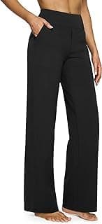 G4Free Petite Wide Leg Pants for Women Yoga Dress Pants with Pockets Straight Leg Sweatpants Stretch Business Casual Work Pants (Black,XL)