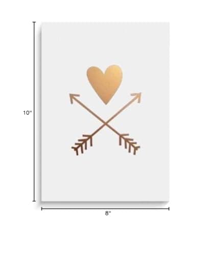 Lucy Darling Gold Heart and Arrows Wall Decor, White Print, 8" x 10"