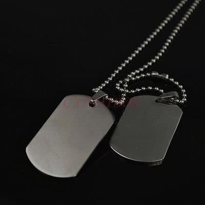 Two Pieces Men's Military Army Stainless Steel Blank Double Dog Tag Necklace by Preciastore