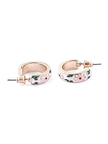 Zaveri Pearls Multicolor Enamel Contemporary Floral Semi Hoop Studs Earring For Women-ZPFK16141