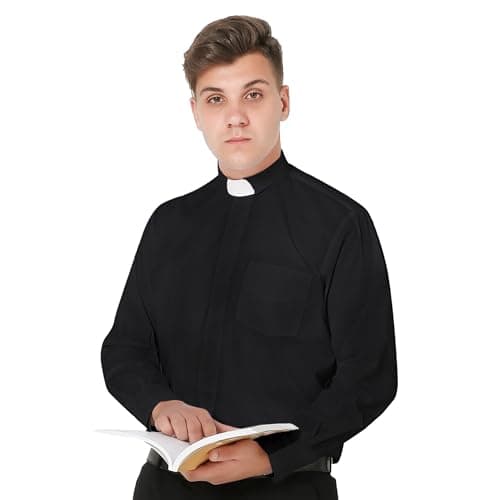 Ivyrobes Mens Tab-Collar Long Sleeves Clergy Shirt
