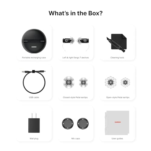 EARGO 7 Self-Fitting FDA-Cleared OTC Hearing Aids - Most Advanced Model, Virtually Invisible, Rechargeable, Lifetime Customer Support