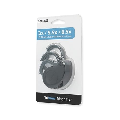 Carson TV-36 3x/5.5x/8.5x TriView Folding Loupe with Built-In Case, Black