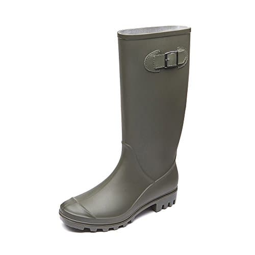 DKSUKO Rain Boots for Women Waterproof Elastic Wellington Boots (5 B (M) US, Pink A)