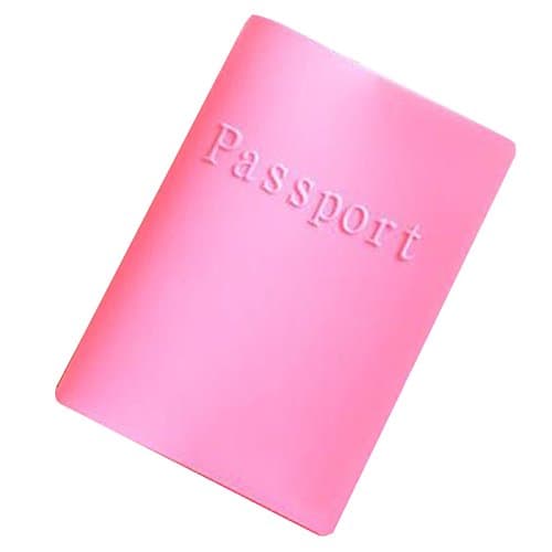Maxnuo-Cute Jelly Passport Case Cartoon Passport Holder Soft Rubber Silicon Passport Protect Cover Holder Case Organizer Travel Trip Passport Purse Women Gifts 13cm9.3cm (Pink)