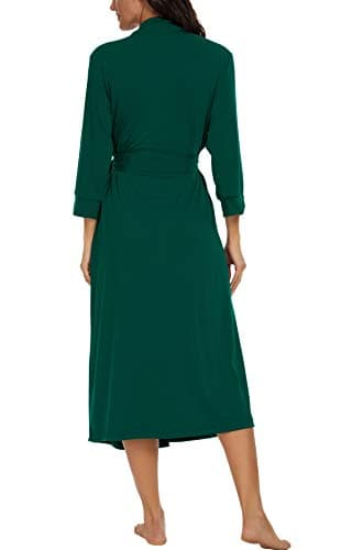 VINTATRE Women Kimono Robes Long Knit Bathrobe Lightweight Soft Knit Sleepwear V-neck Casual Ladies Loungewear