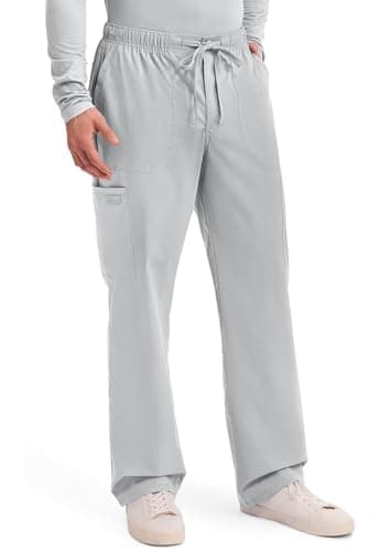 Cherokee Scrubs for Men Tapered Leg Cargo Scrub Pants with Zip Fly, 5 Pockets Elastic Waist 2-Way Stretch & Easy Care – WW190