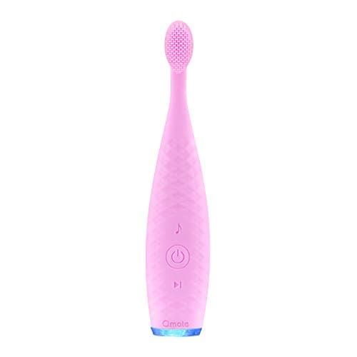 Rechargeable Baby Electric Toothbrush with Built-in Songs and Silicone Bristles for Travel Waterproof for Shower,Age 2-6,ETS-122M,Blue (Pink)