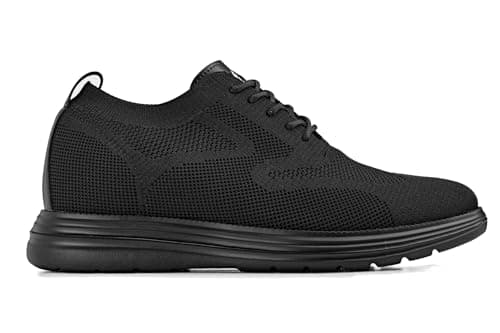 CALTO Men's Invisible Height Increasing Elevator Shoes - Ultra Light-Weight Lace-up Knitted Sporty Walker - 2.8 Inches Taller